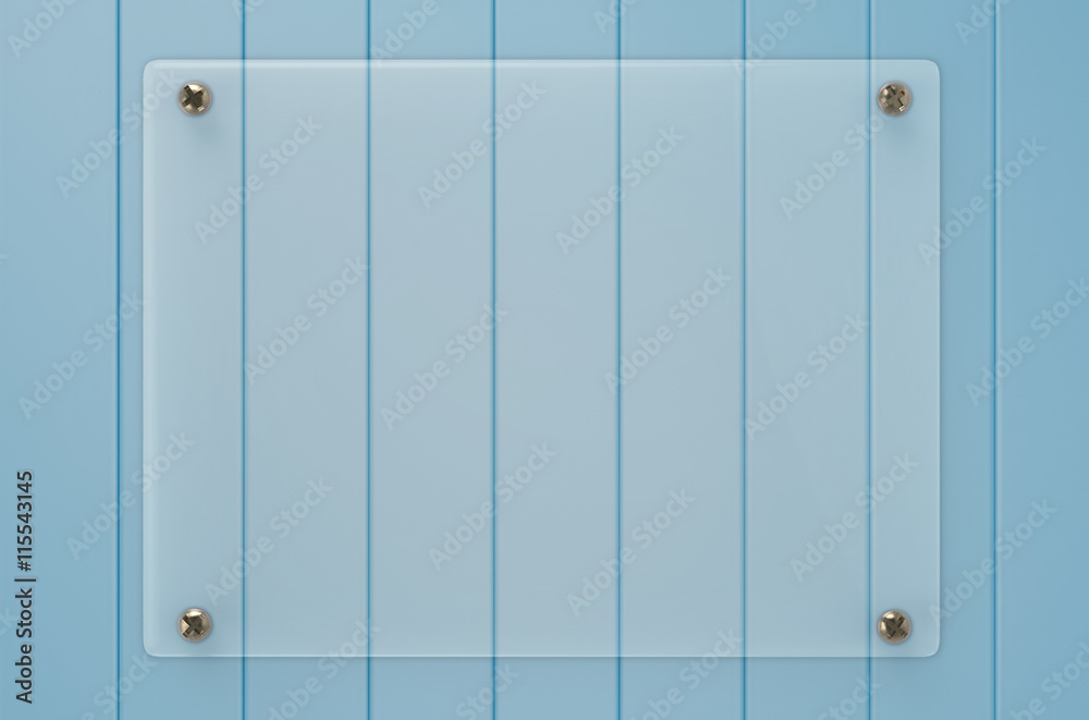 Fototapeta premium glass board on blue wooden background