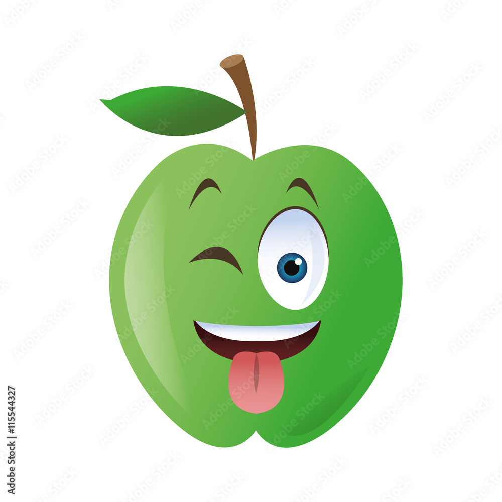 Obraz premium flat design wink tongue out apple cartoon icon vector illustration
