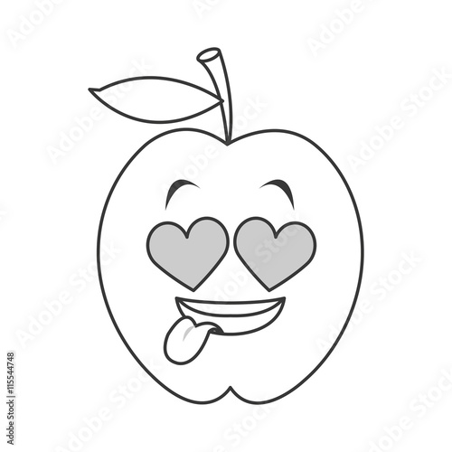 flat design heart eyes apple cartoon icon vector illustration