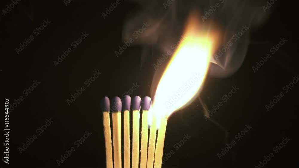 Burning match in the dark. Slow Motion Burning match in the dark. Slow Motion