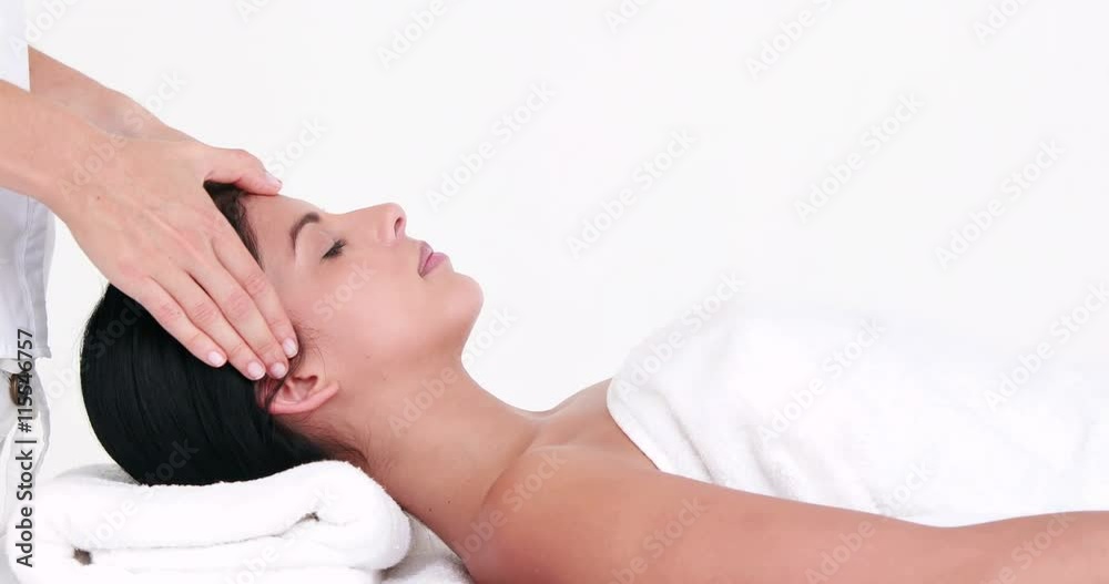 Woman enjoying a head massage in high quality Woman enjoying a head massage in high quality