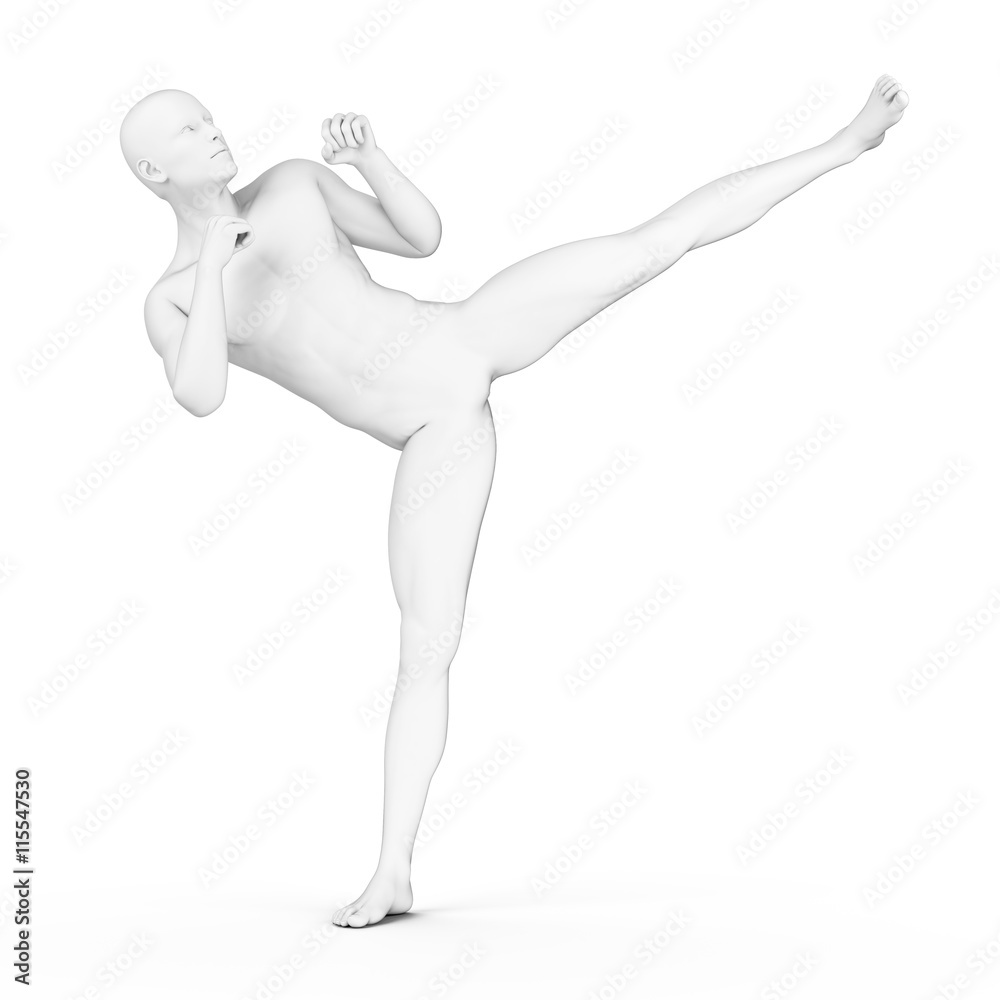 3d rendered illustration of a kick boxer 3d rendered illustration of a kick boxer