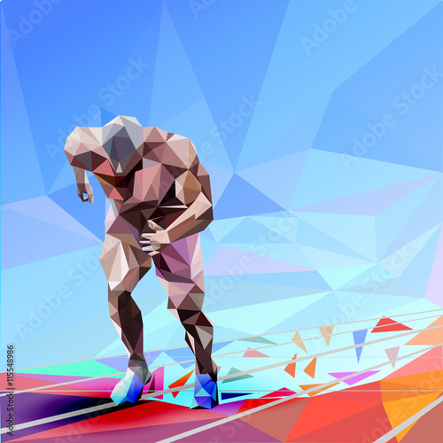 illustration triangular Runner on blue background