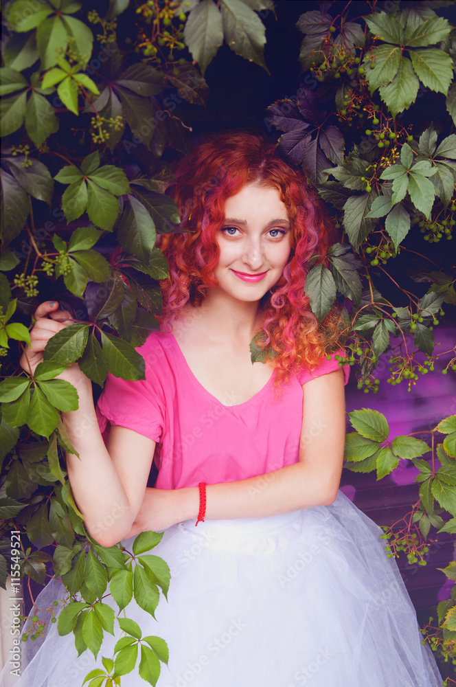 Happy smiling beautiful woman with curly hair Happy smiling beautiful woman with curly hair