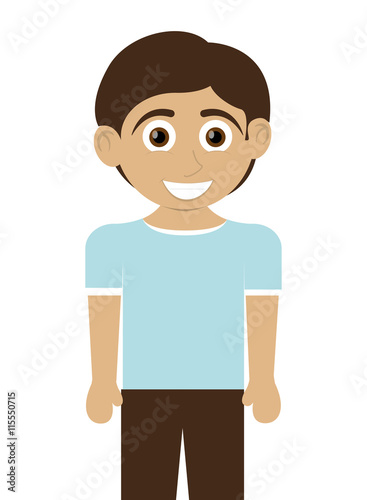 flat design happy boy with tan skin icon vector illustration