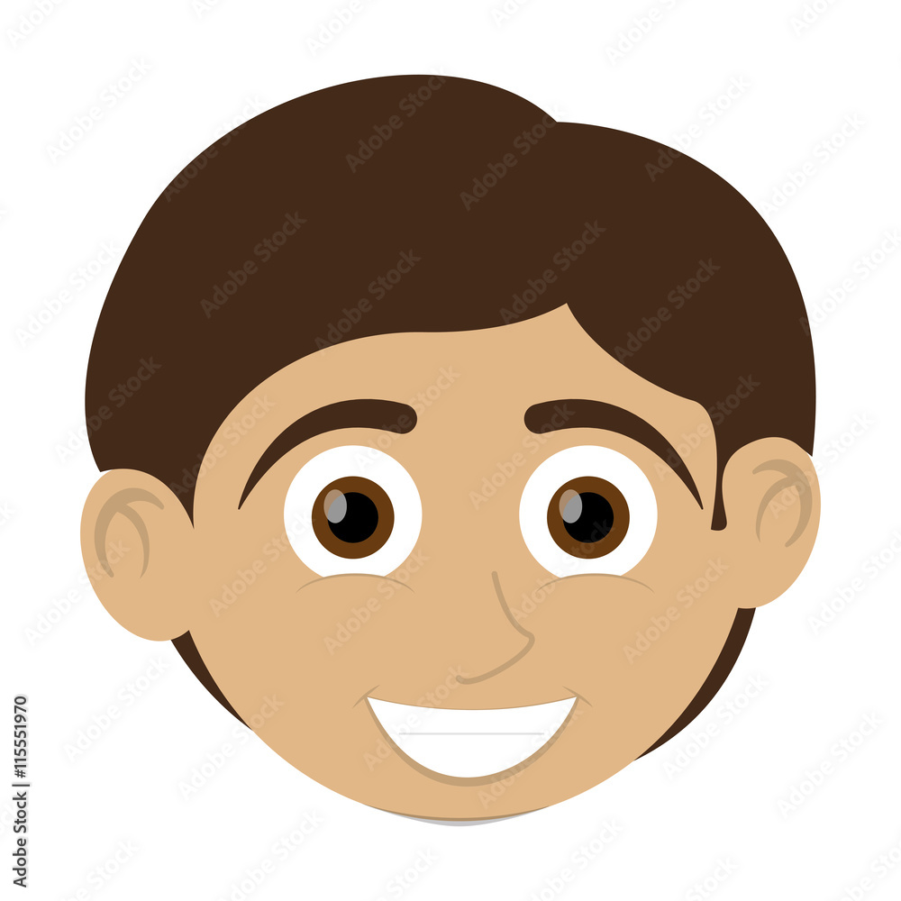 flat design happy boy with tan skin icon vector illustration