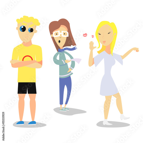 Vector flat profession characters. Human icon. Fashion profession. Producer and actors characters