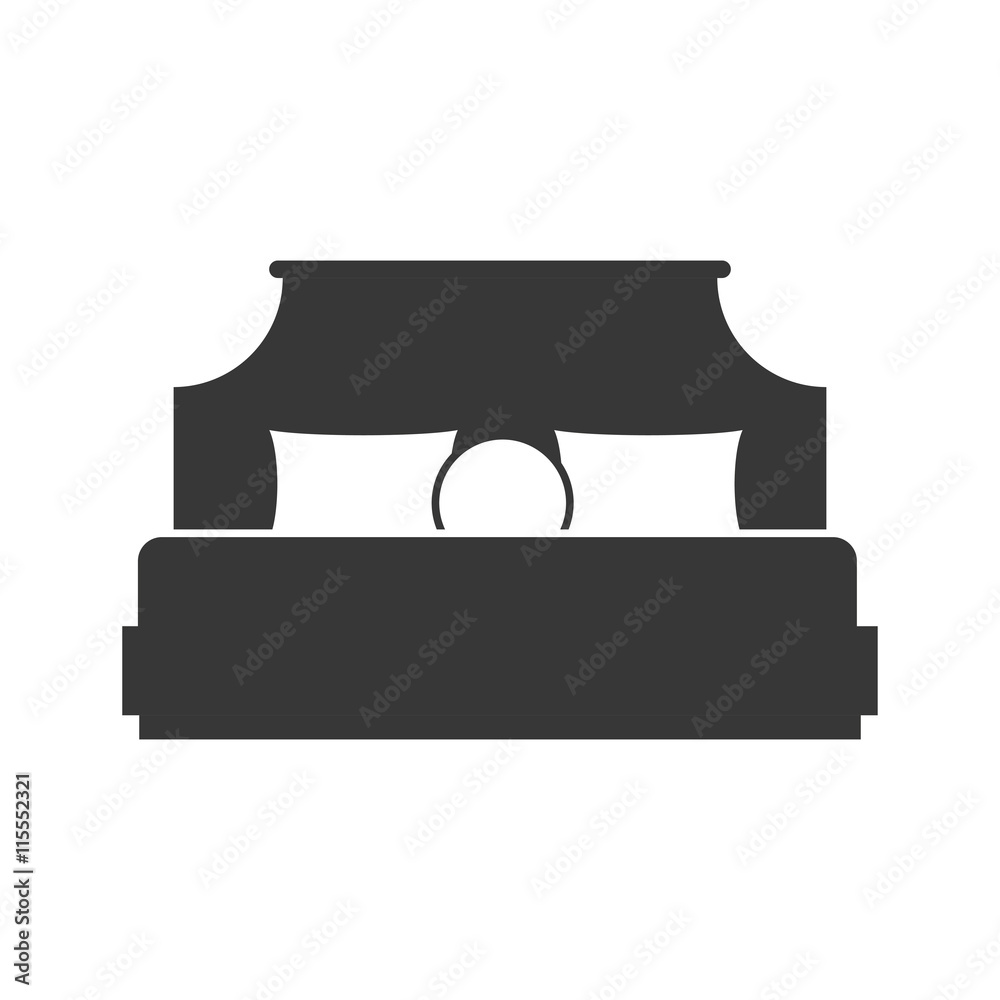 Resting and sleep concept represented by bed silhouette icon. Isolated and flat illustration 
