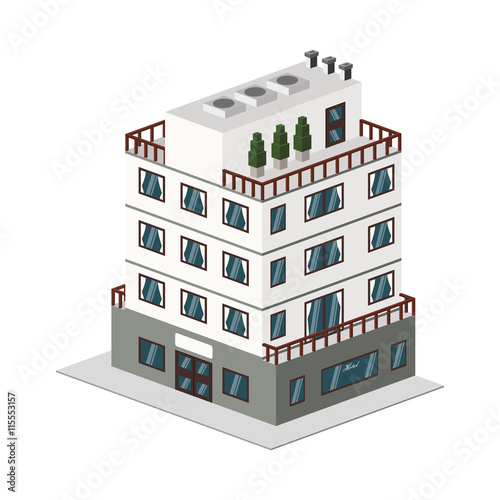 Hotel concept represented by building icon. Isolated and flat illustration 