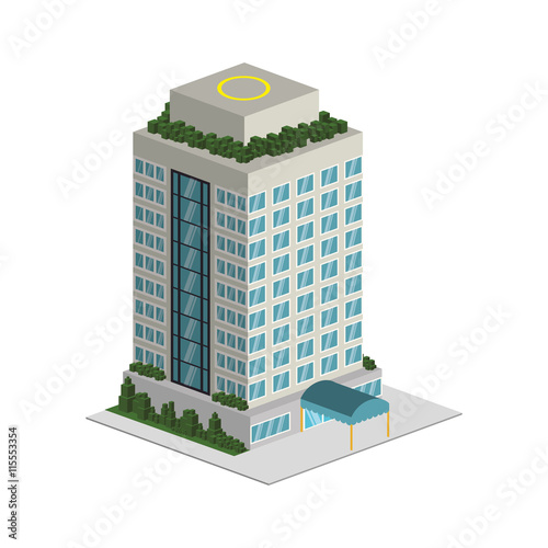 Hotel concept represented by building icon. Isolated and flat illustration 