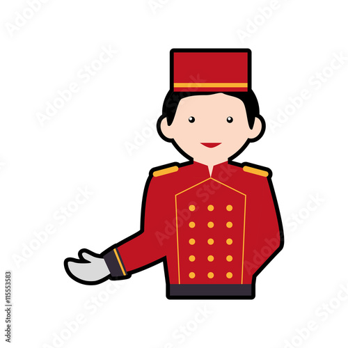 Hotel service concept represented by bellboy icon. Isolated and flat illustration 