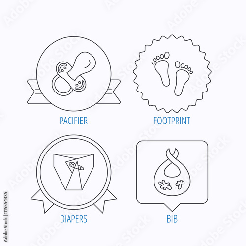 Pacifier, footprint and child diapers icons.