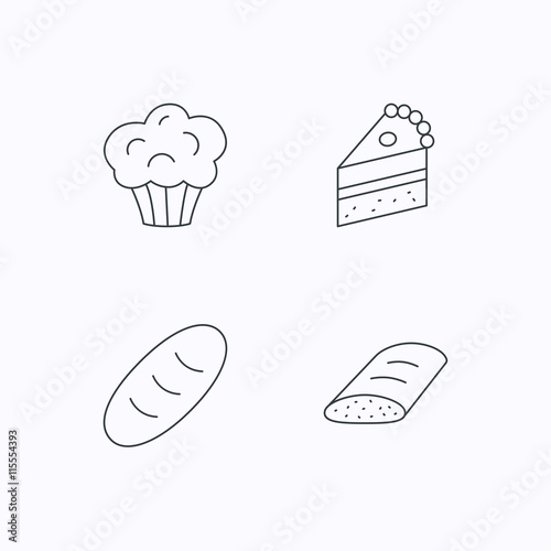 Sweet muffin, cake and bread icons.