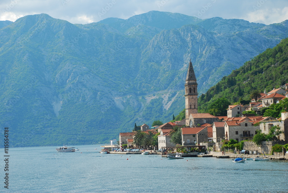 Marine view on the ancient town in Boca Kotorska bay of Montenegro Marine view on the ancient town in Boca Kotorska bay of Montenegro