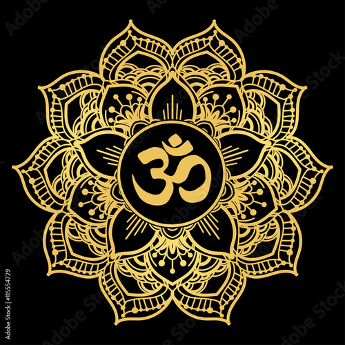 golden OM mandala