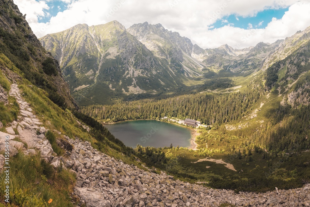 Glacial Lake Popradske Pleso in High Tatras National Park, Slovakia