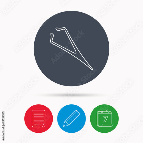 Eyebrow tweezers icon. Cosmetic equipment sign.