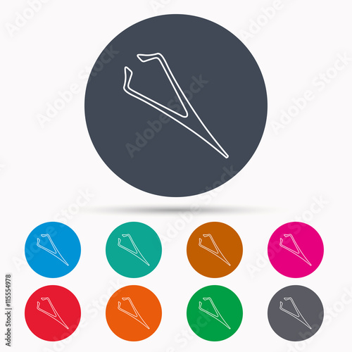 Eyebrow tweezers icon. Cosmetic equipment sign.