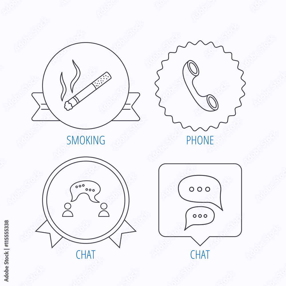 Smoking, chat and phone call icons. Smoking, chat and phone call icons.