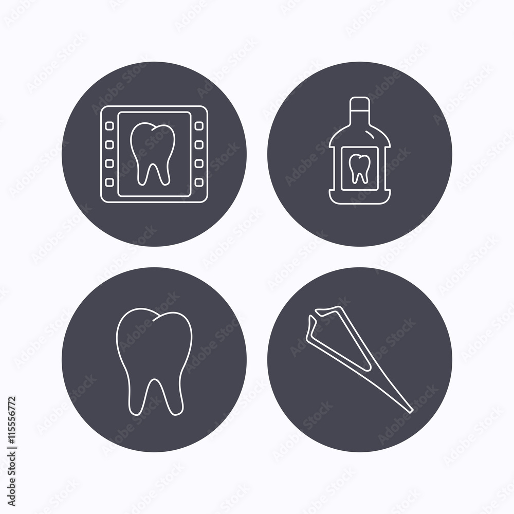 Mouthwash, tooth and dental x-ray icons. Mouthwash, tooth and dental x-ray icons.