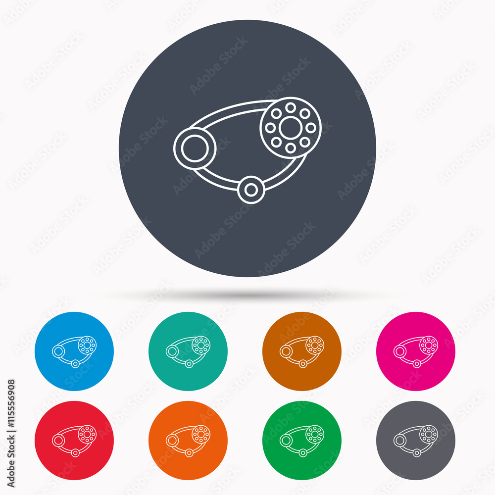 Timing belt icon. Generator strap sign. Timing belt icon. Generator strap sign.