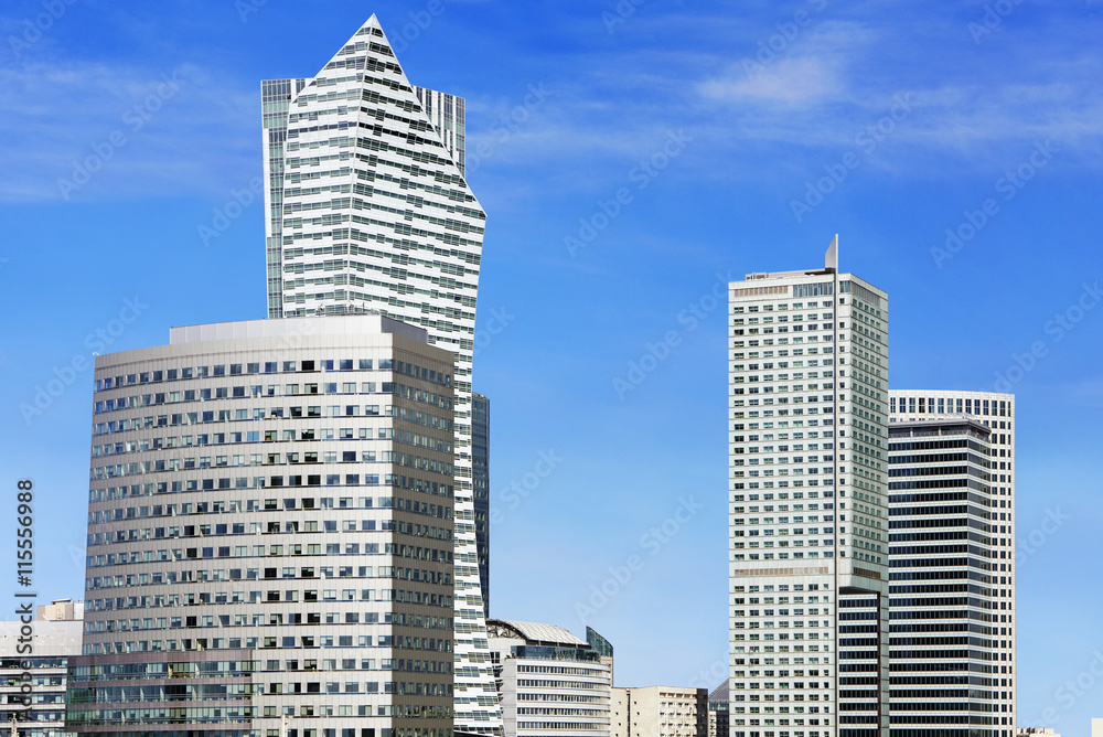 Modern skyscrapers in business and financial district in Warsaw