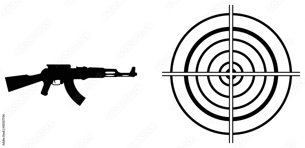 Cible et un fusil d'assaut Stock Illustration