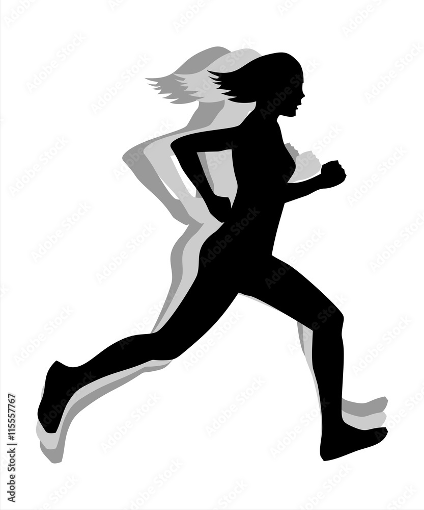 Athletic woman silhouette running. Conceptual illustration about the Cport and the Olympic Games .