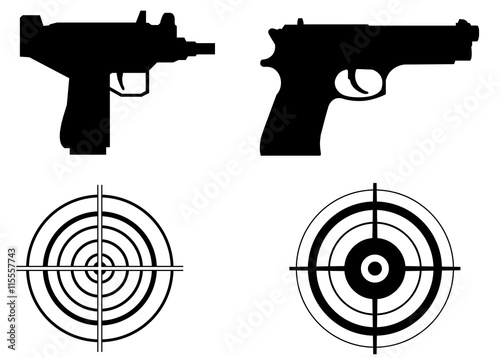 Cible et pistolet en 4 icônes © Atlantis