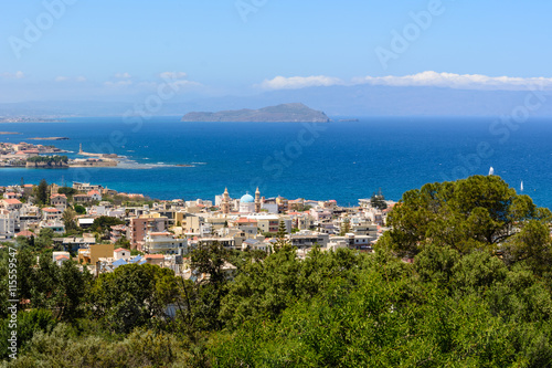 A beautiful view of Chania city from above, Crete island, Greece