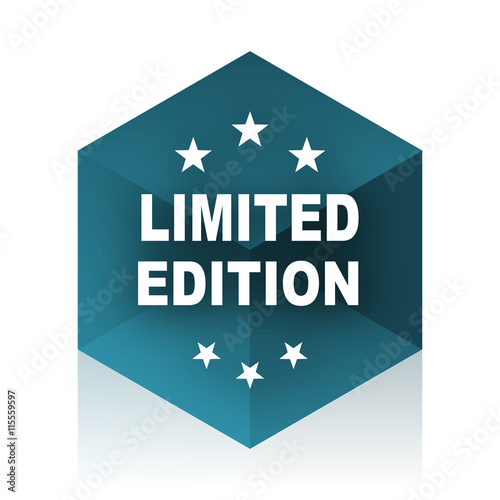 limited edition blue cube icon, modern design web element
