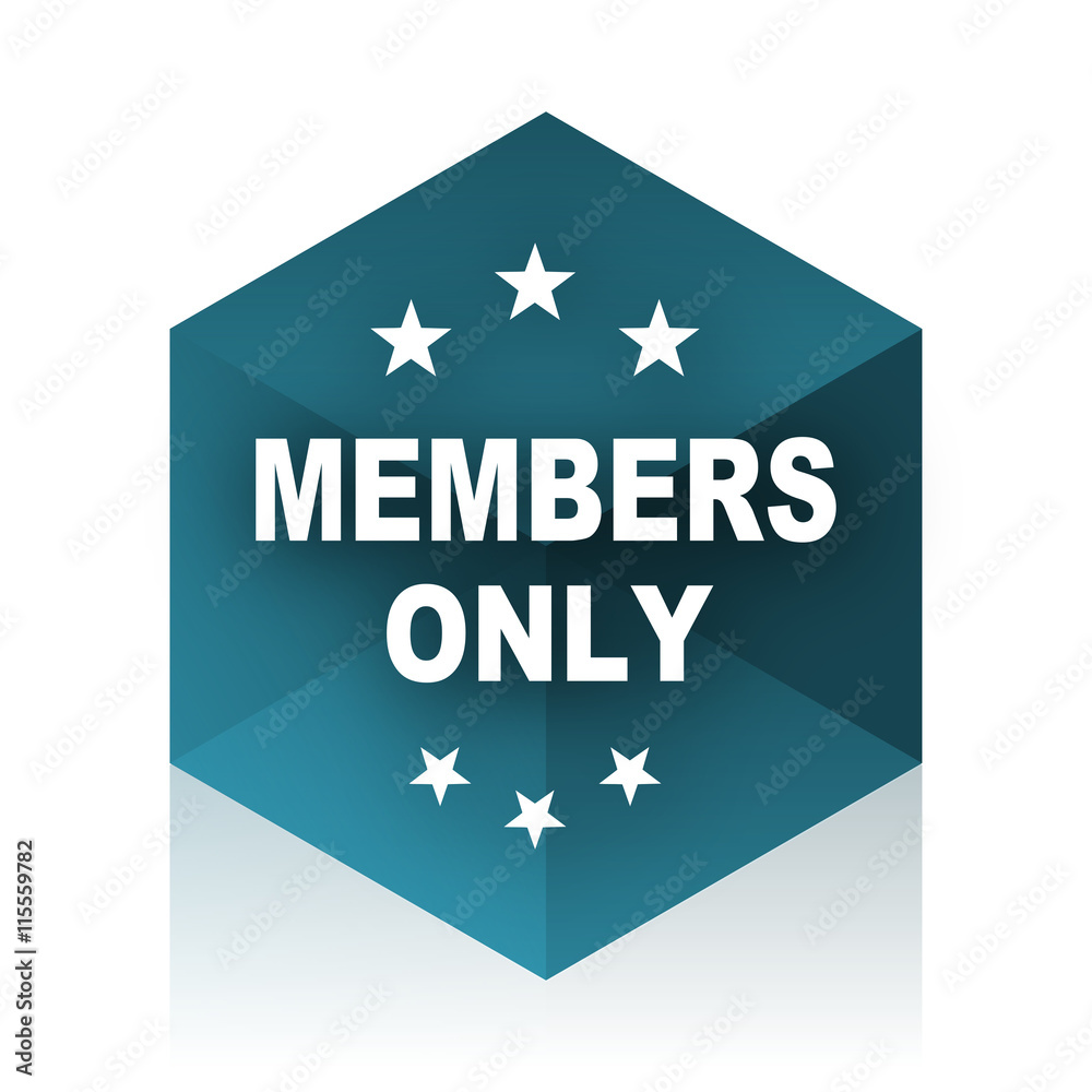 members only blue cube icon, modern design web element members only blue cube icon, modern design web element