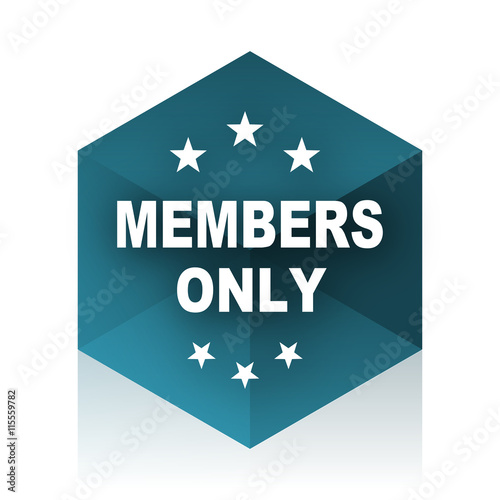 members only blue cube icon, modern design web element