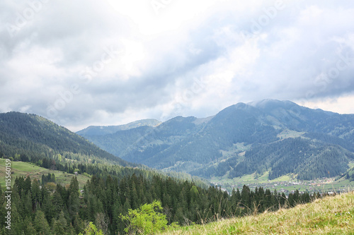 View of foggy mountains