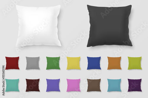Set of realistic vector colored pillows
