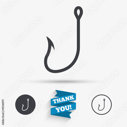 Fishing hook sign icon. Fishermen tackle symbol