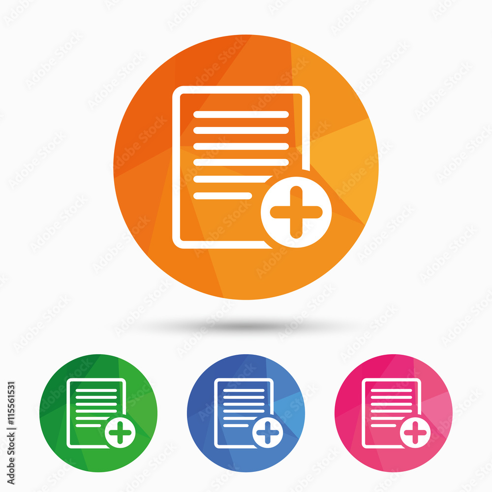 Text file sign icon. Add File document symbol. Text file sign icon. Add File document symbol.