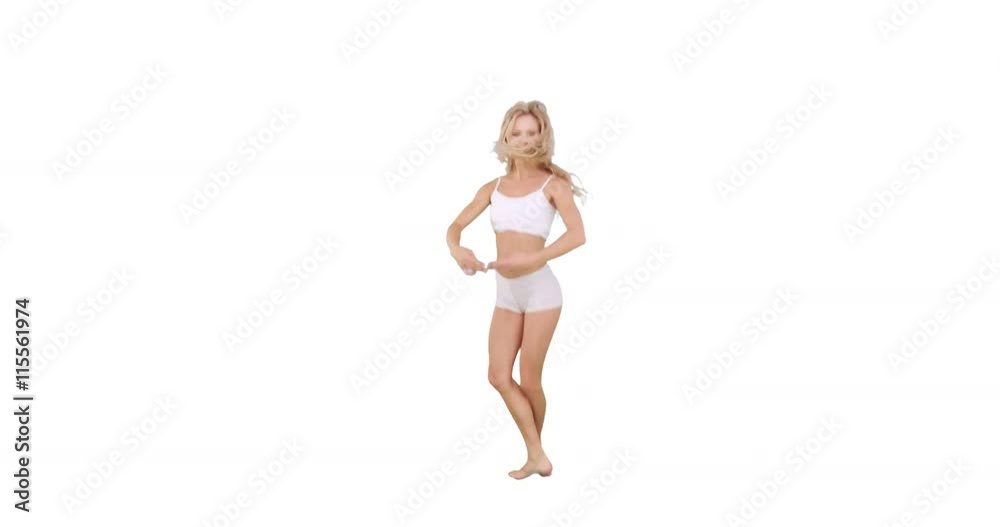 Pretty blonde doing ballet dancing on white background Pretty blonde doing ballet dancing on white background