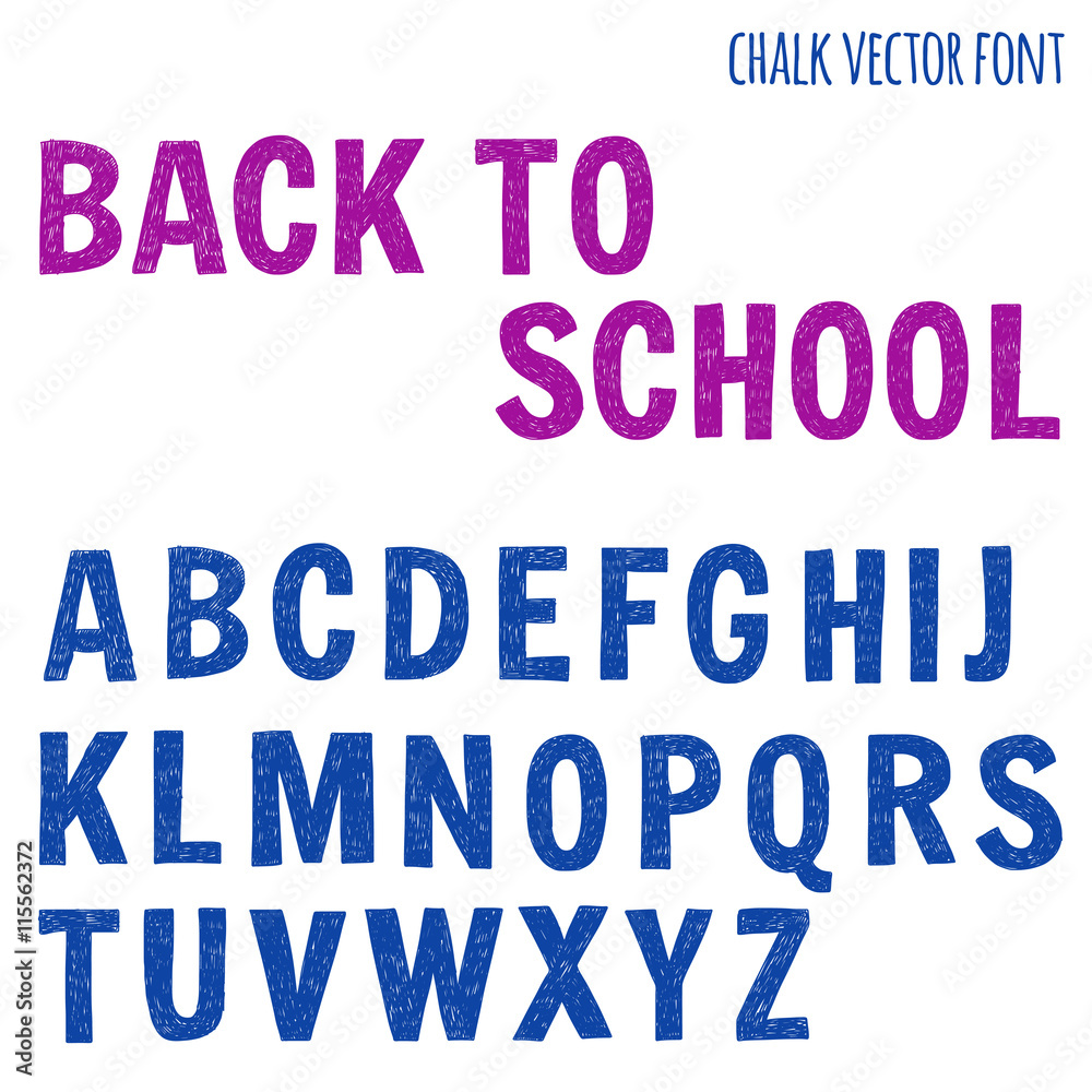 Hand drawn vector font on checked paper Hand drawn vector font on checked paper