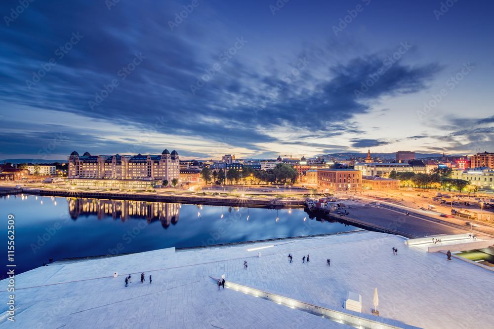 Norway, Oslo, Bjorvika, Operahuset at sunset Norway, Oslo, Bjorvika, Operahuset at sunset