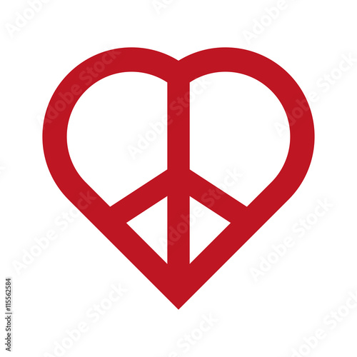 Love and Peace concept represented by heart shape icon. Isolated and flat illustration 