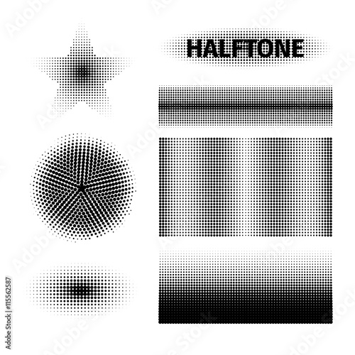 Vector abstract dots halftone elements.