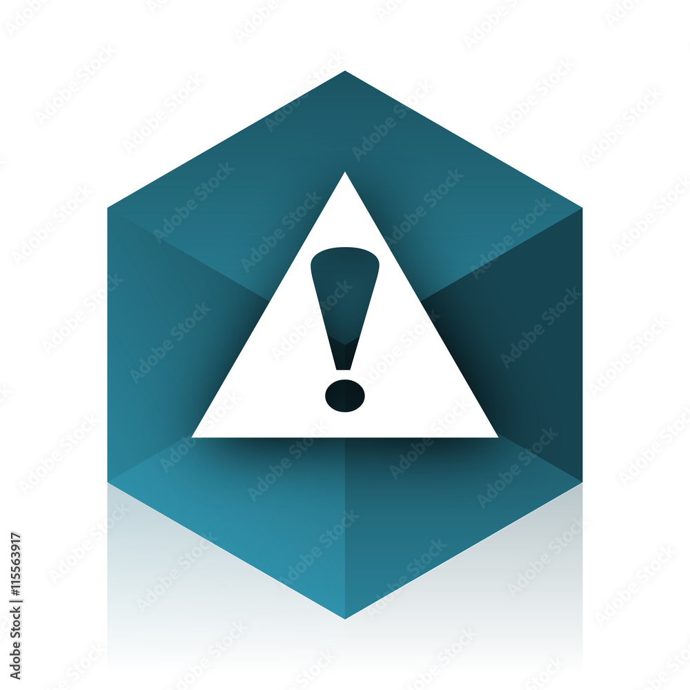 exclamation sign blue cube icon, modern design web element exclamation sign blue cube icon, modern design web element