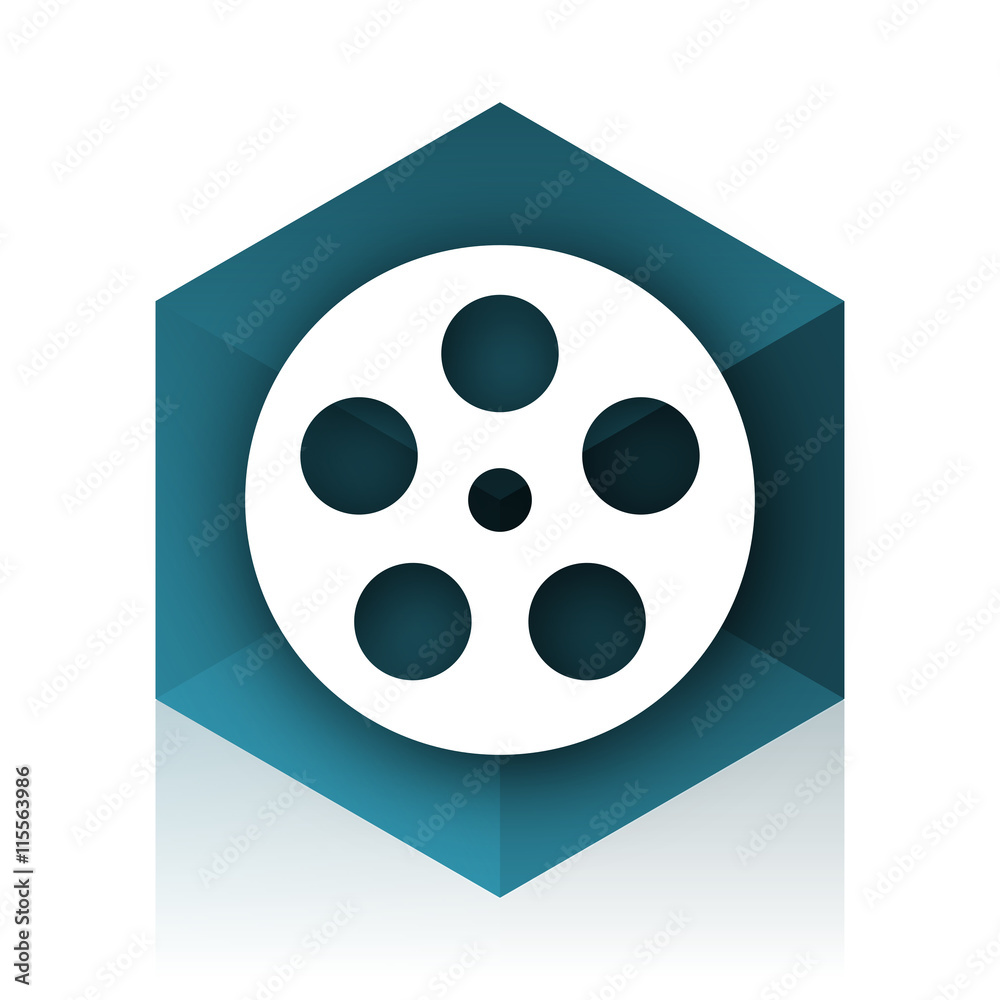 film blue cube icon, modern design web element