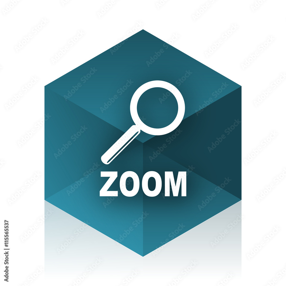 zoom blue cube icon, modern design web element zoom blue cube icon, modern design web element