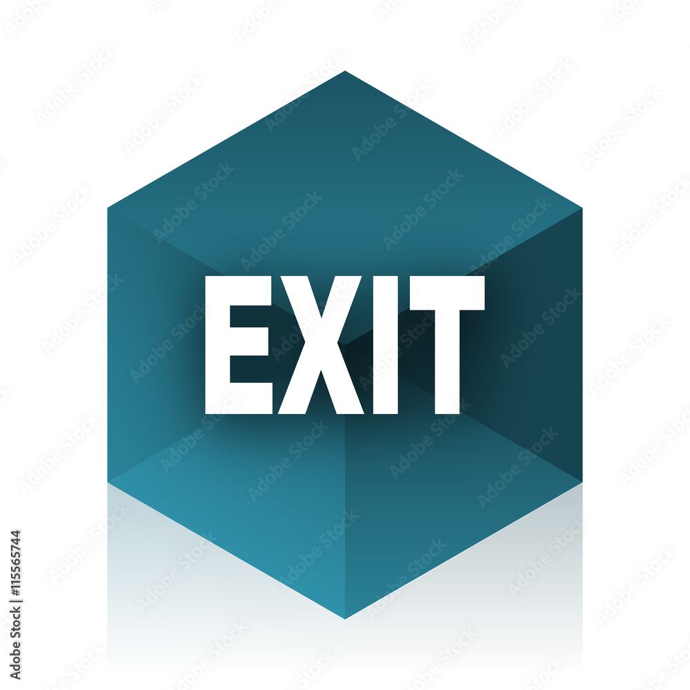 exit blue cube icon, modern design web element exit blue cube icon, modern design web element