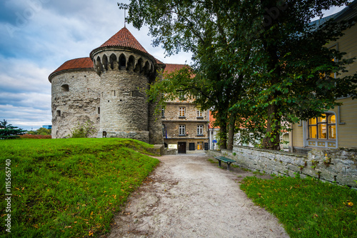 Historic city walls and buildings in the Old Town,  Tallinn, Est
