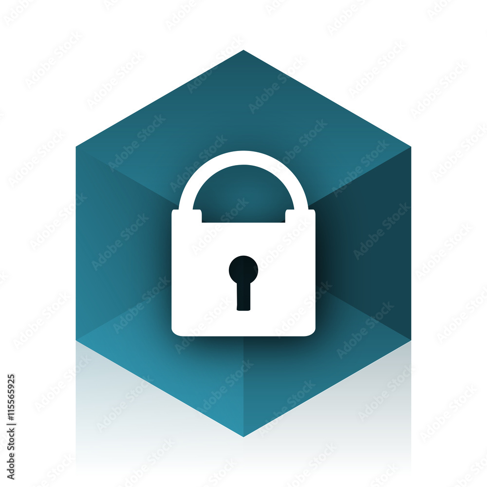 padlock blue cube icon, modern design web element padlock blue cube icon, modern design web element