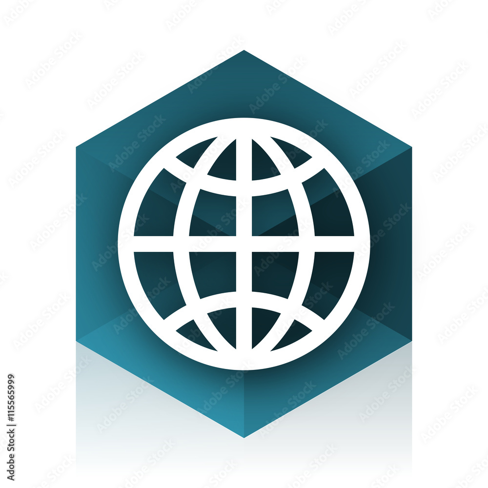 earth blue cube icon, modern design web element earth blue cube icon, modern design web element
