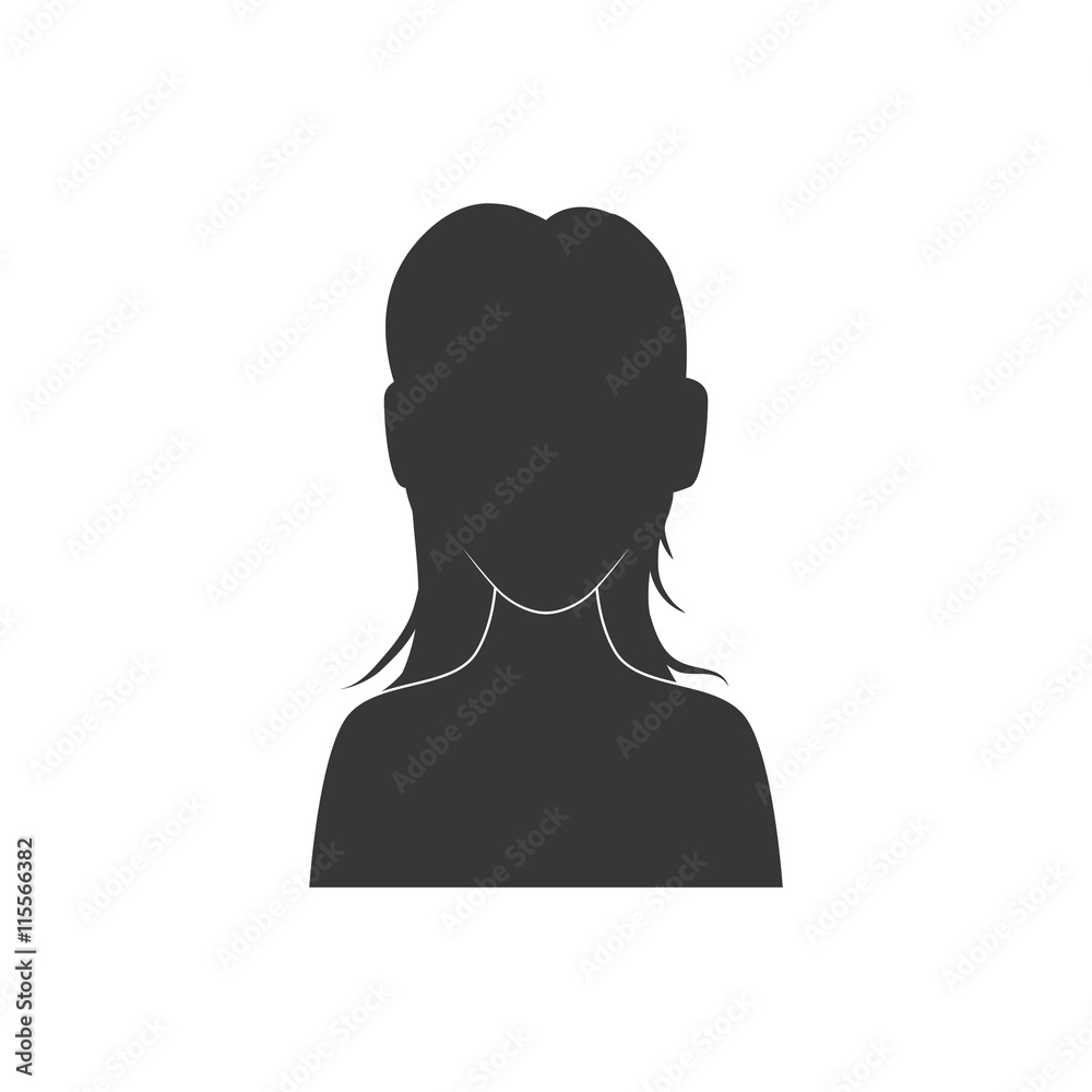 Avatar concept represented by Woman silhouette icon. Isolated and flat illustration 